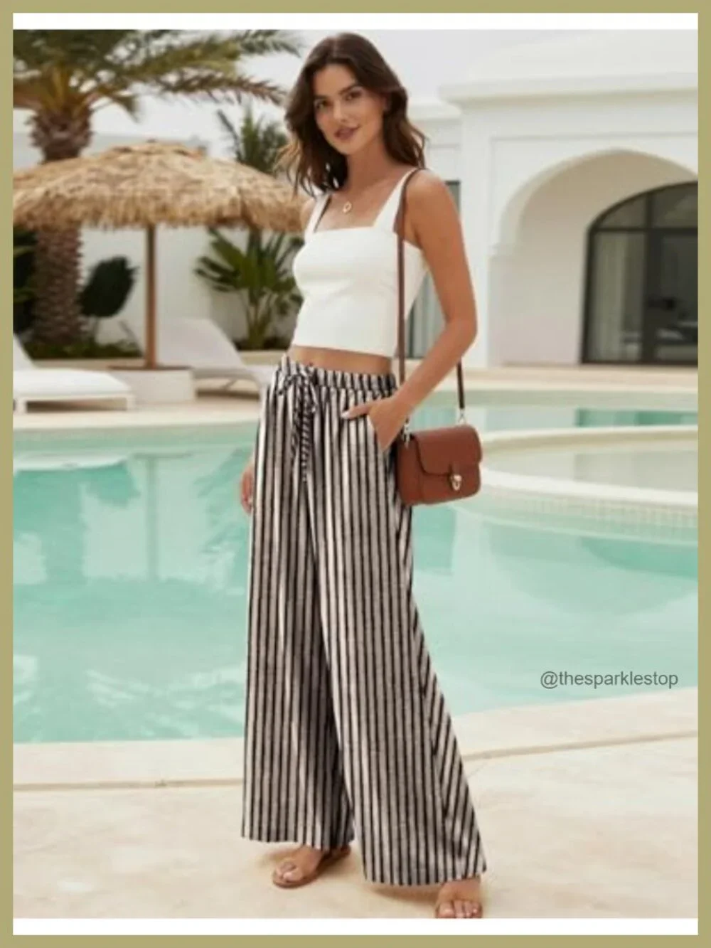 Women's Linen Wide Leg Palazzo Pants with Pockets